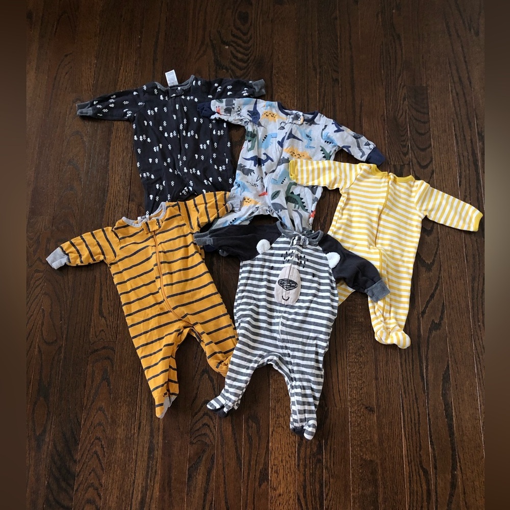 Bundle x5: Gerber & Favorite 5-Piece Multi-Colored Footed Pajamas/One-Pieces